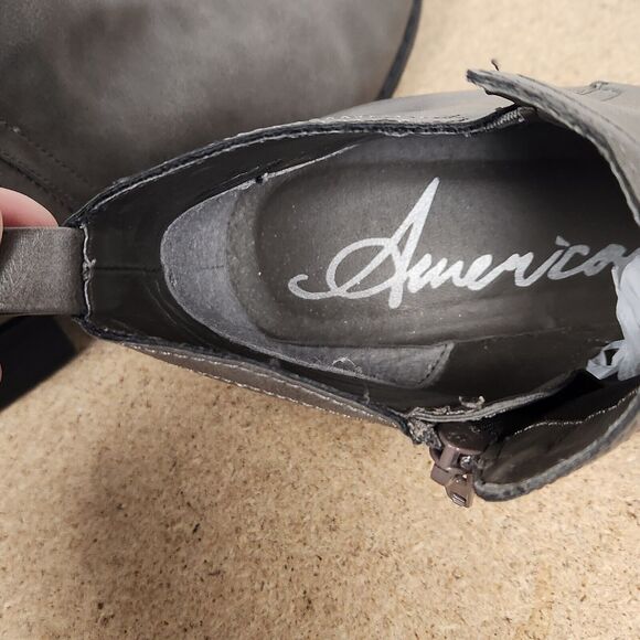 American Rag  Cadee Ankle Boots Brown grey Faux Leather Side Zips Womens 8 M - Picture 12 of 14